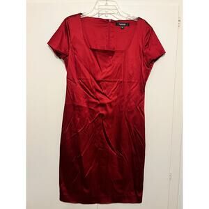 Emanuel by Emanuel Ungaro Red Square Neck Shift Cocktail Dress Valentine's Day